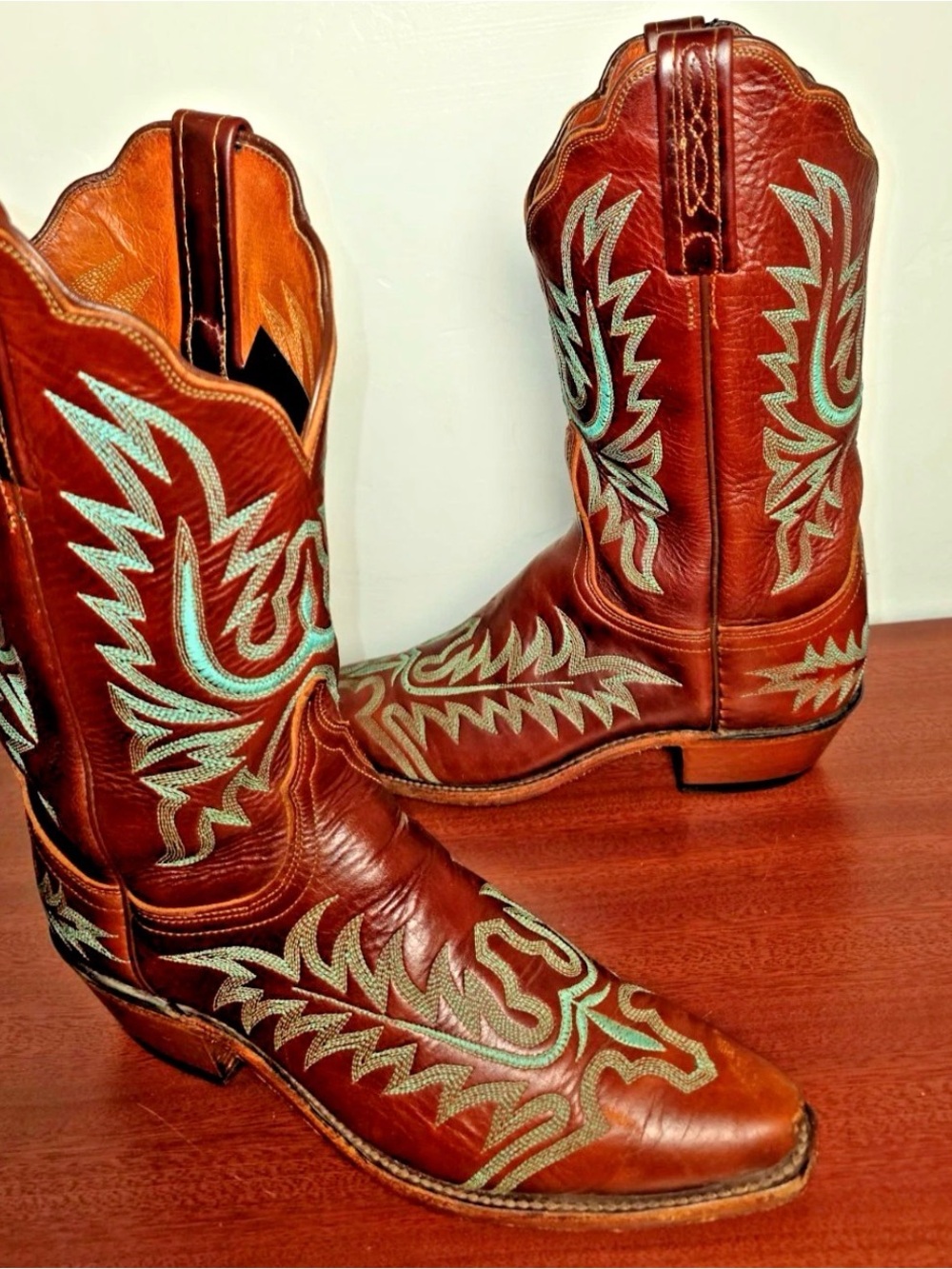 Lucchese Red/Brown Leather Western Cowboy Boots - Women’s 7B